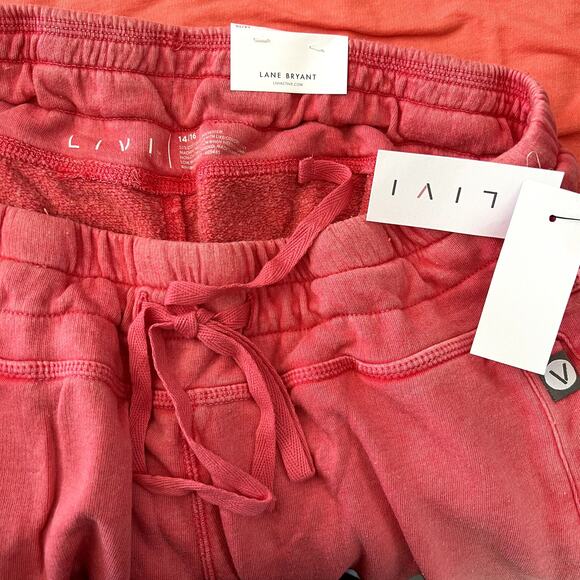 NEW! Lane Bryant Livi Activewear Sweatpants Jogger Salmon - 14/16 - Picture 3 of 3